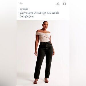 Abercrombie Curve Love Ankle Straight Ultra High Rise Black Jeans